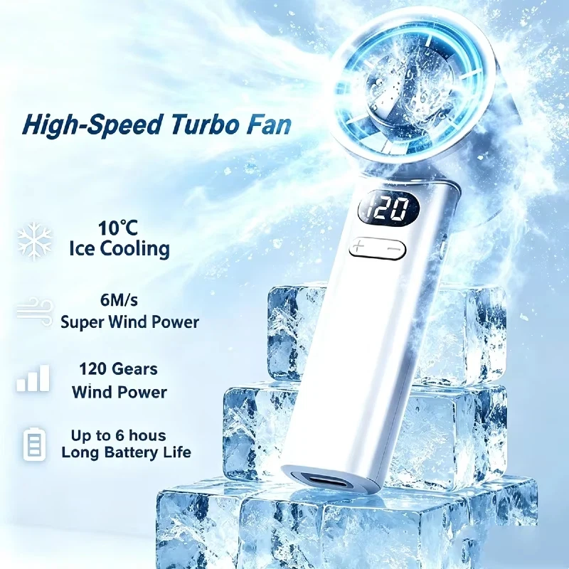 Ultra Handheld Portable Fan 100 Wind Speeds Adjustable Usb Charging  Mini Outdoor Turbo Long-lasting High Speed Fan