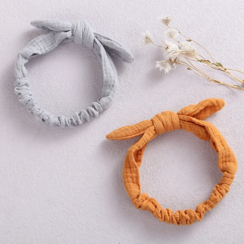 Baby Elastic Hair Bands Girl Headband Cotton Linen Kids Headwear Knot Hair Accessories Toddler Rabbit Ear Turban Playa Ties Soft