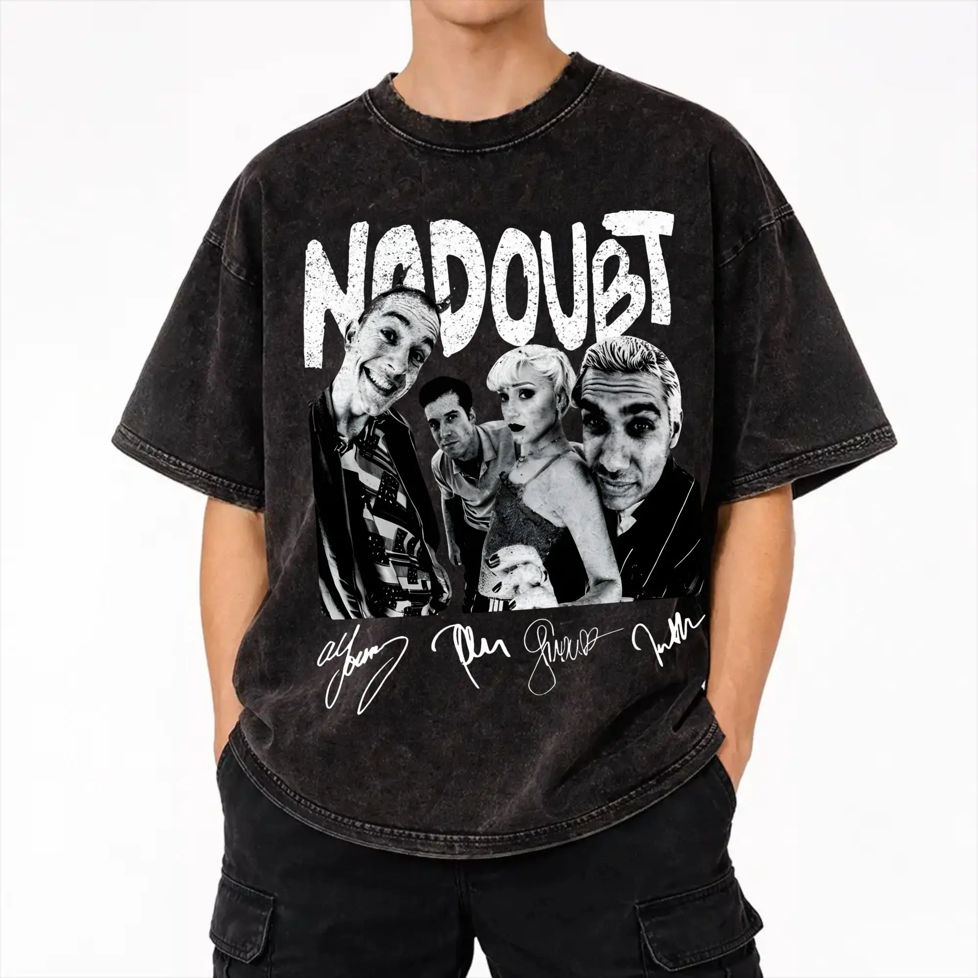 Vintage No Doubt Members Music Band  Merch Washed T Shirt for Men Women Streetwear Hip Hop T-Shirt Summer  Tee Shirt 100% Cotton