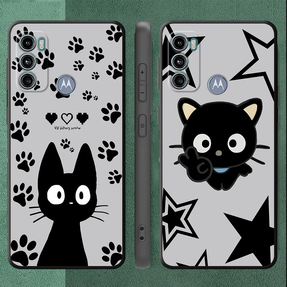 Cute Funny Lucky Cat Cover Phone Case for Motorola Moto G71 G72 G60 G22 G50 G51 G52 G53 G73 G60s G30 G32 G31 Black Soft