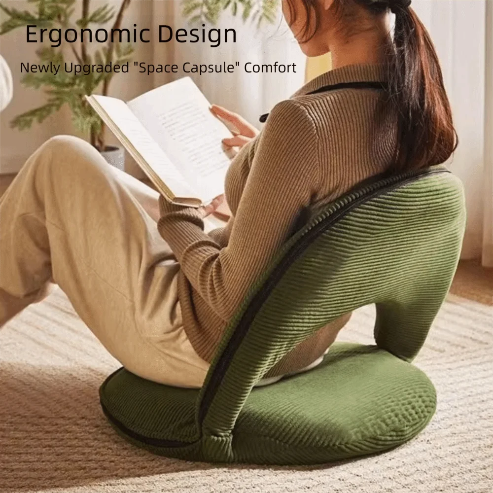 Foldable Backrest Foldable Tatami Lounger Rotatable Armchair Design Lazy Sofa Single Seat Convertible Floor Cushion Chair