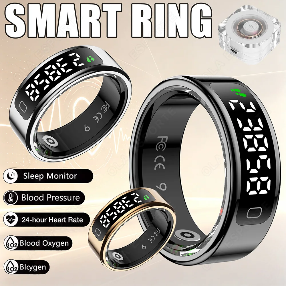 R11C Smart Ring Men Women Display Screen Gesture Swipe Video Smartring Waterproof Heart Rate Sleep Monitor Qring for Android IOS