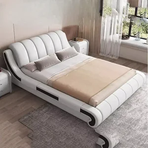 Europäische Königin echtes Holzbett König König Cabece Box Luxa moderne Schlafholz Bett Kopfteil Kopfteil 8 Hauptverkäufe Doppelbettstraße - №7