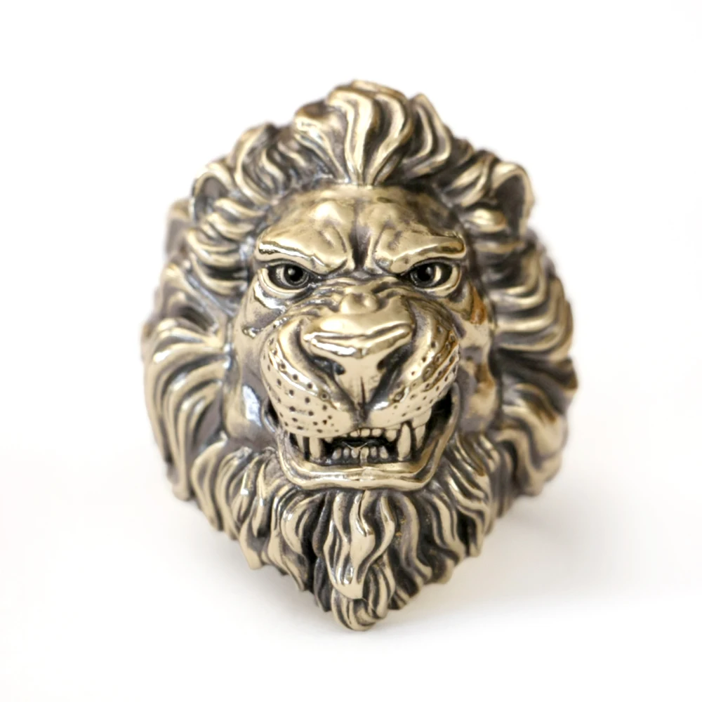 

Огромное латунное кольцо Angry Lion в стиле панк, ювелирные изделия с животными BK428, открытый размер США 8 ~ 15