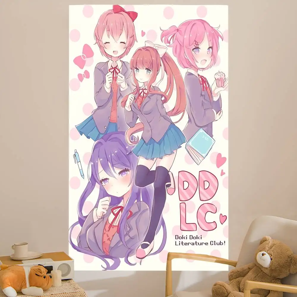 D-Doki-Dokies Anime L-Literature Cartoon Club Anime Tapestry Hippie Flower Wall Carpets Dorm Decor Wall Hanging Home Decor