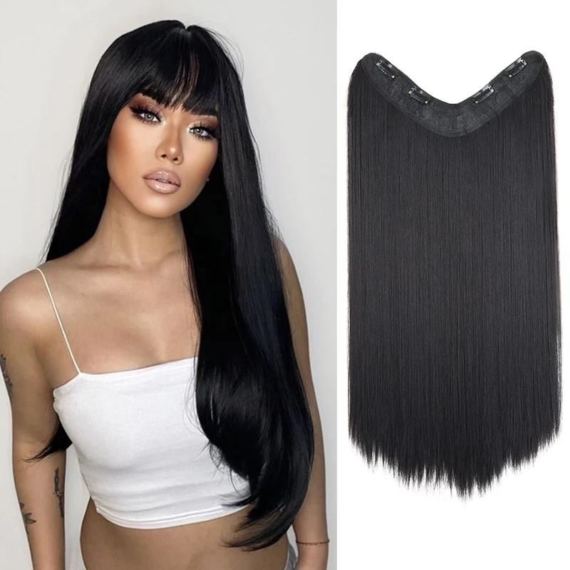 

24'' Clip in Hair Extensions Long Straight Clip Hair Piece Extensions for Women Synthetic Natural Straight Hairpieces Extension