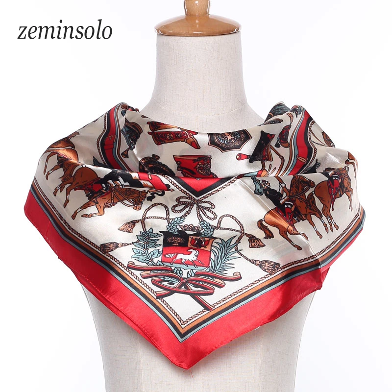 2020 New Spring Summer Women Scarf Hijab Small Size Silk Scarves Bandana Square NeckerChief Office Lady Scarves Shawls 85*85cm