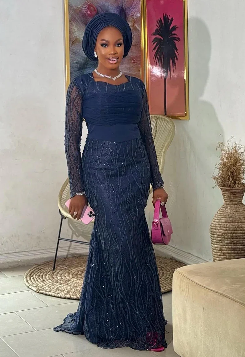 

Customized New Elegant Mermaid 3D Lace Party Evening Dress Sexy Sweetheart Long Sleeve Suitable For Second Reception Ball Dress