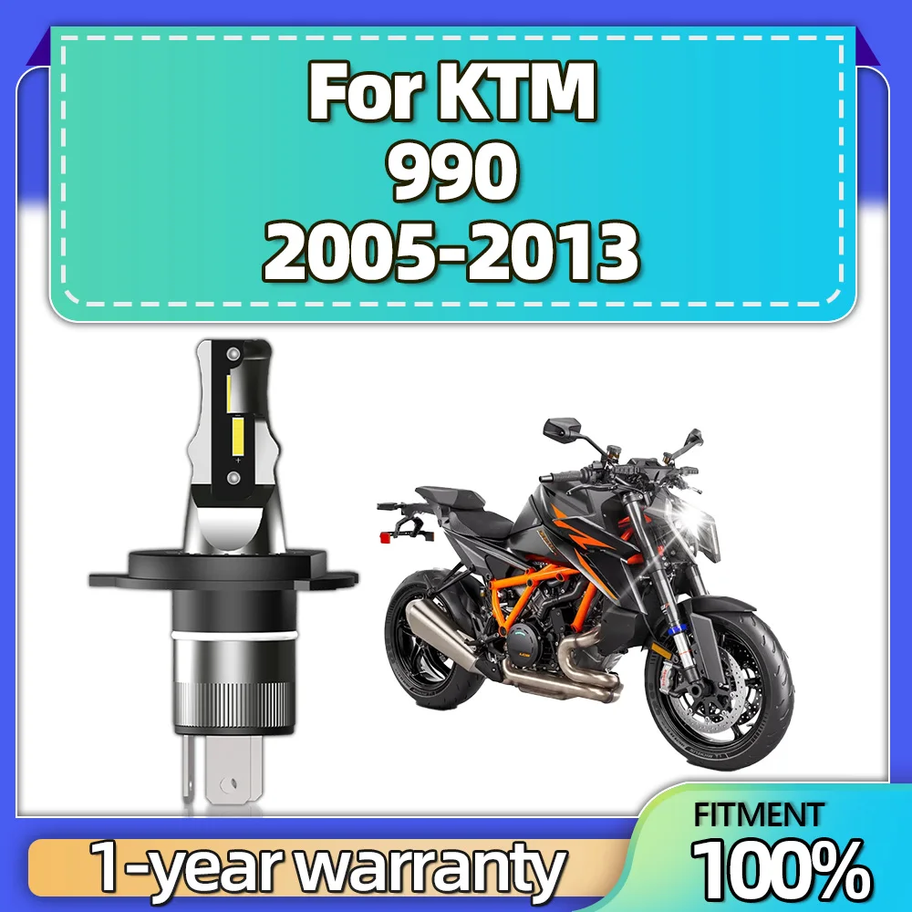 1Pcs H4 Led Motorcycle Headlight Super Bright Low High Beam Motorbike Lighting 6000K 12V For KTM 990.00 2005 2006 2007 2008-2013