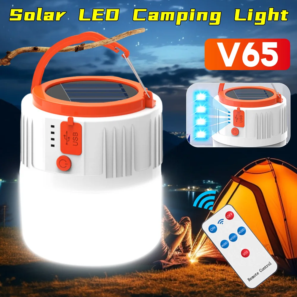 

Powerful Solar LED Camping Lamp Waterproof Portable Lanterns Emergency Lights For BBQ Hiking USB Rechargeable Tent Lanterns