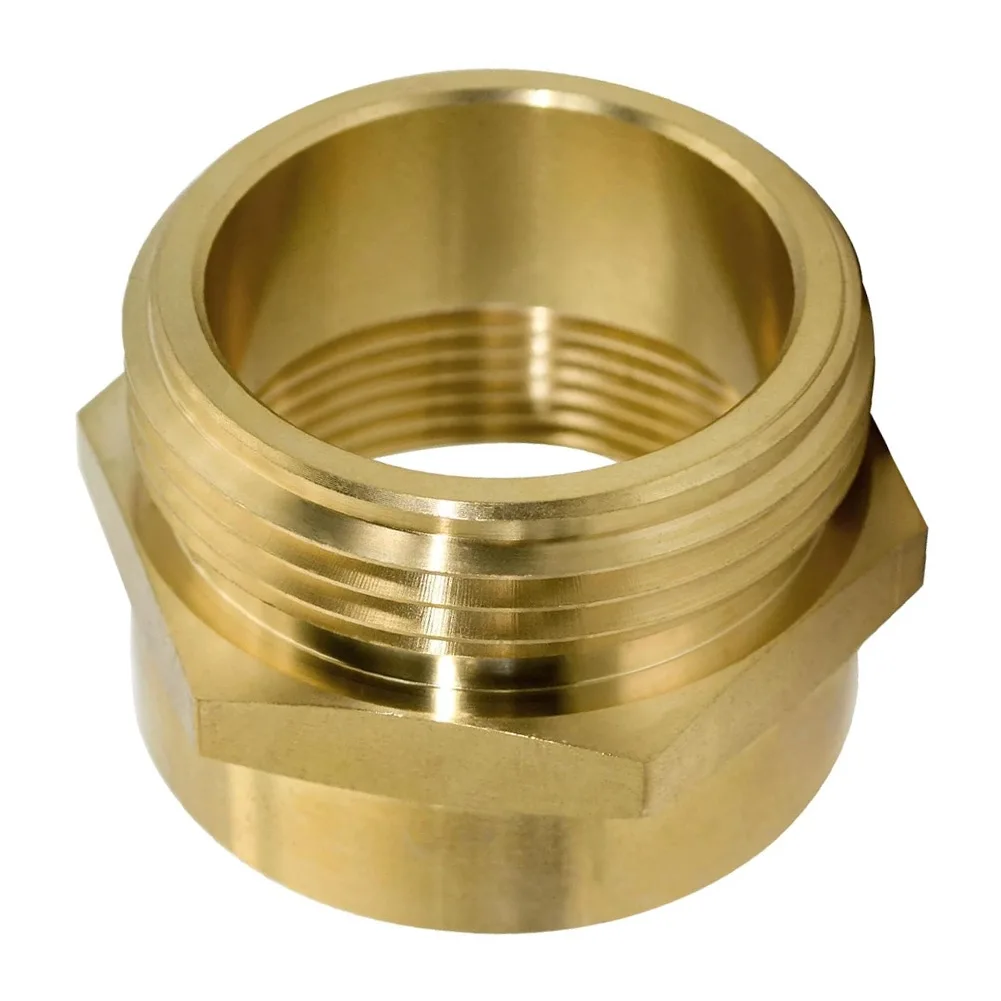 

Fire Service Brass Hex Adapter 1-1/2 Inch NPT Female to 1-1/2 Inch NH Male for Fire Engine and Hydrant Connections