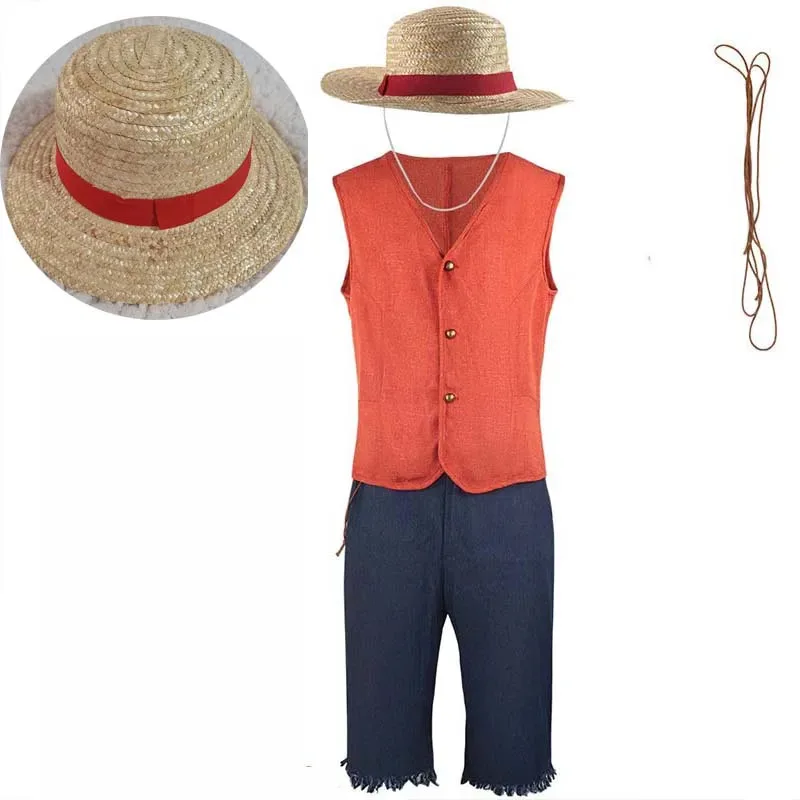 

Anime Monkey D. Luffy Cosplay Costumes Luffy Uniforms Luffy Suits With Hat Halloween Comic Con