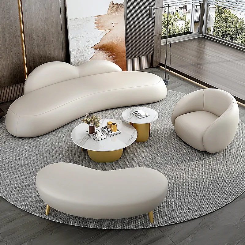 Combinación de mesa de centro de sofá de recepción de salón de oficina moderna de lujo ligero, ventas de salón de belleza