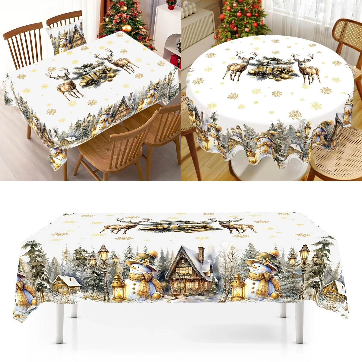 Desk Setup Design - Selamat Natal Taplak Meja Putih Emas