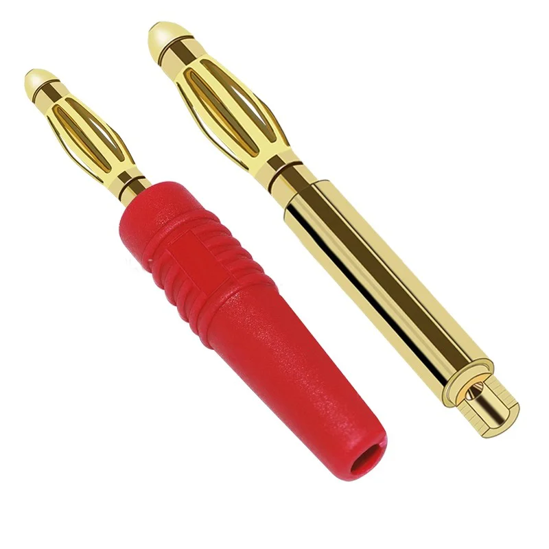 20PCS 2MM Banana Gold Plate Plug Connector Audio Amplifier Banana Plug Red And Black Copper Power Supply Terminal