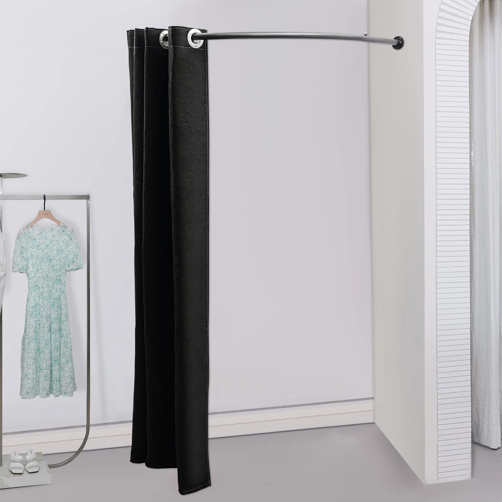 غرفة تركيب على شكل حرف U، غرفة تغيير متجر الملابس المحمولة، غرفة تزيين لحماية شاشة الخصوصية مع ستارة تظليل #4