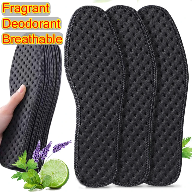 Bamboo Charcoal Insoles Light Weight Mesh Breathable Inserts for Women Men Running Sport Insole Deodorant Absorb-Sweat Shoe Pads