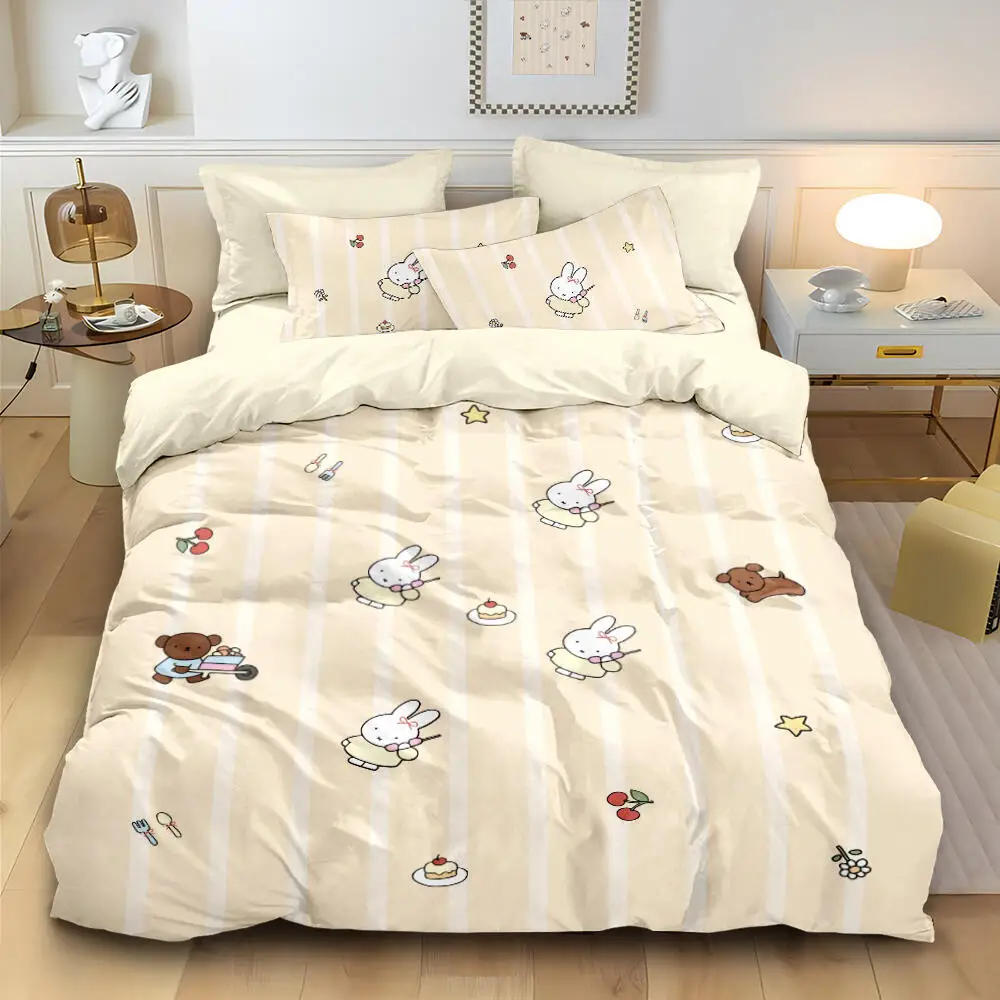 

Miffy Bed Four-Piece Set Pure Cotton All-Season Universal Quilt Cover Cartoon 2D Japanese Anime Girl Cute Kawaii