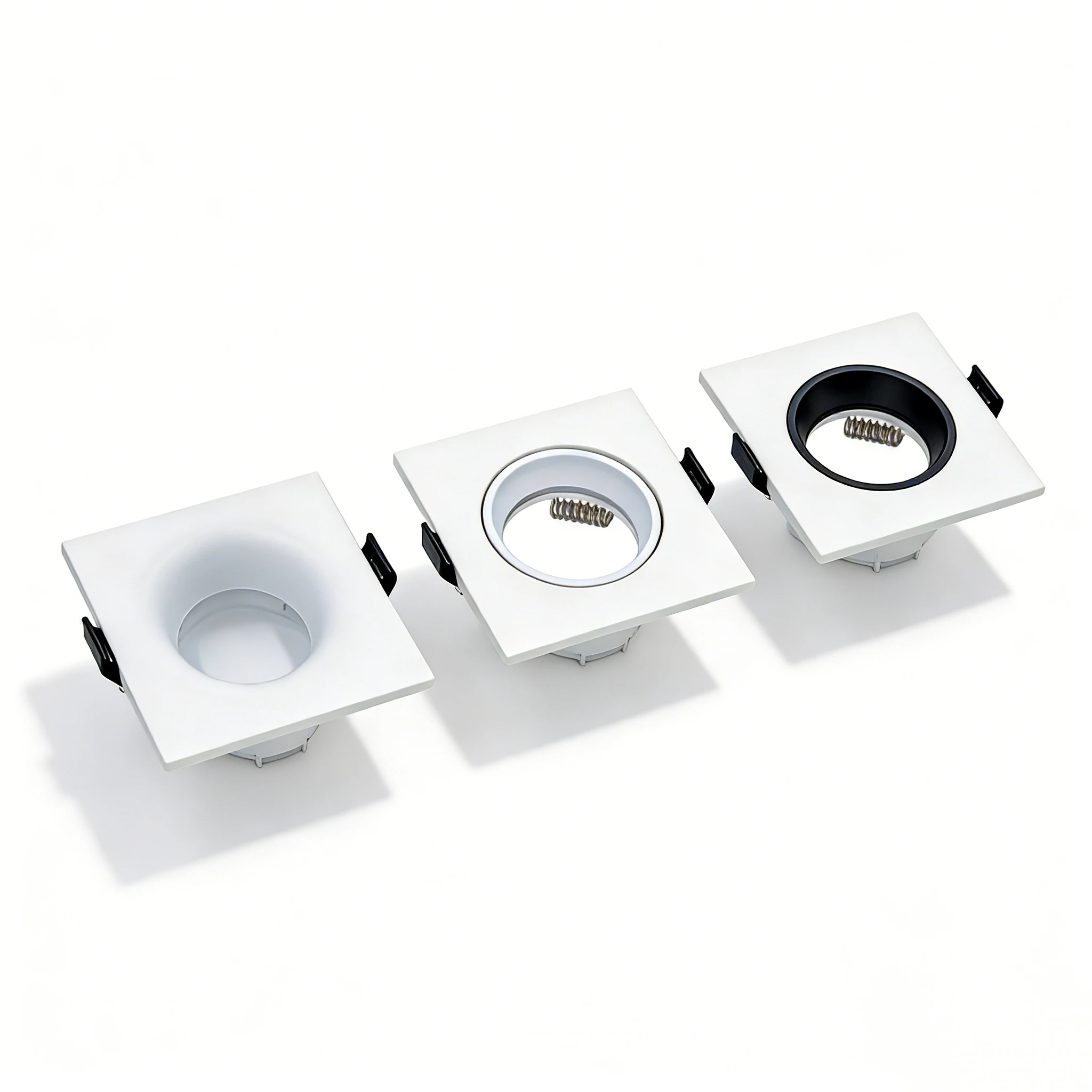 Downlight Frame Square GU10 MR16 65mm Cutout Recessed White Ceiling Fixture for Indoor Bedroom Living Room Easy Installation