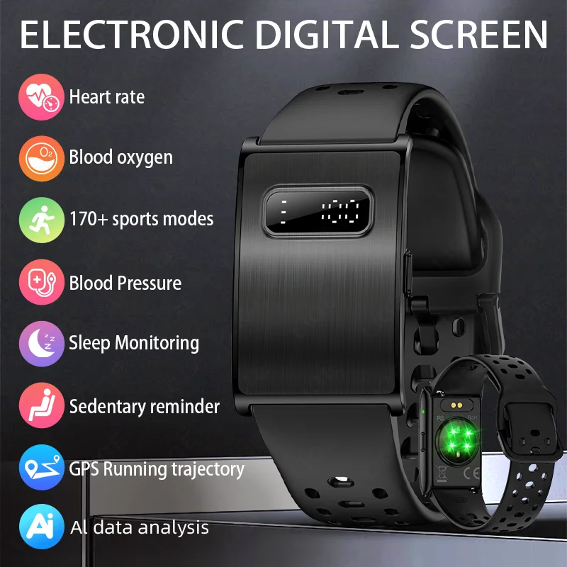 

New Electronic Digital Screen Smart Bracelet Health Monitor Tracker GPS Running Trajectory Heart Rate Waterproof Multifunctional