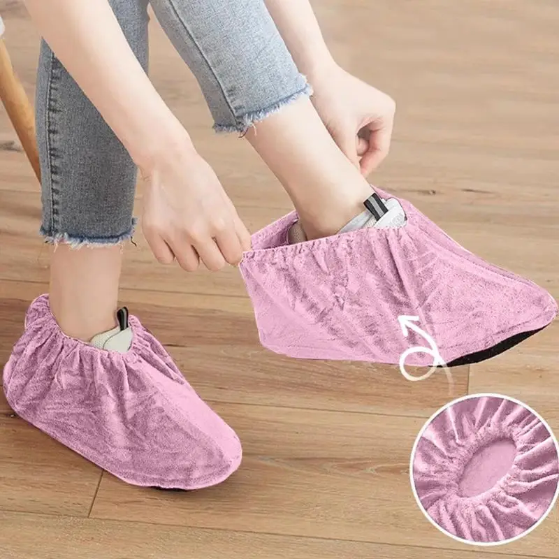 1 Pair Breathable Thickened Plush Shoe Cover Size 37-42 Protective Cover For Adults Fleece Shoe Covers Home Use Model Reusable