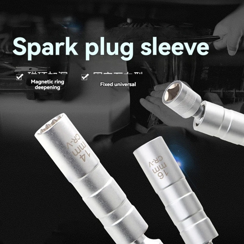 Extend Spark Plug Socket Wrench 12 Angle Repairing Removal Tool Thin Wall 3/8 Inch Drive Sockets Auto Repair Tool-AT64