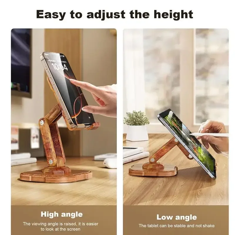 Houten telefoonhouder Opvouwbare standaard Smartphone-ondersteuning Tabletstandaard Desktop Telefoonhouder Beugel Draagbare telefoon Tablet Desktop Rack
