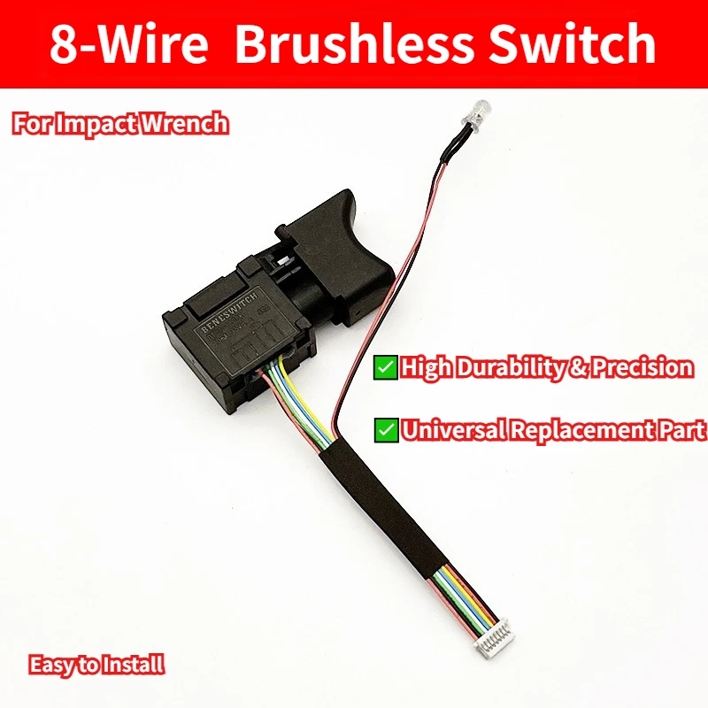 5pcs Universal 8-Wire Brushless Lithium Battery Impact Wrench Switch, Replacement Parts for New Electric Wrench Models