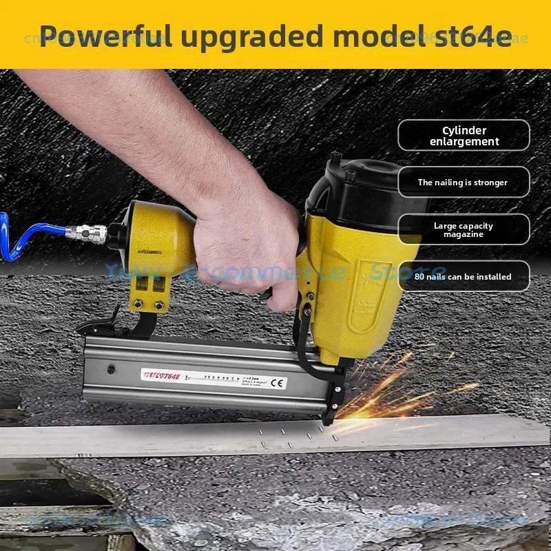 

Steel nail gun pneumatic st38 steel row gun hitting concrete woodworking decoration hitting cement wall trough