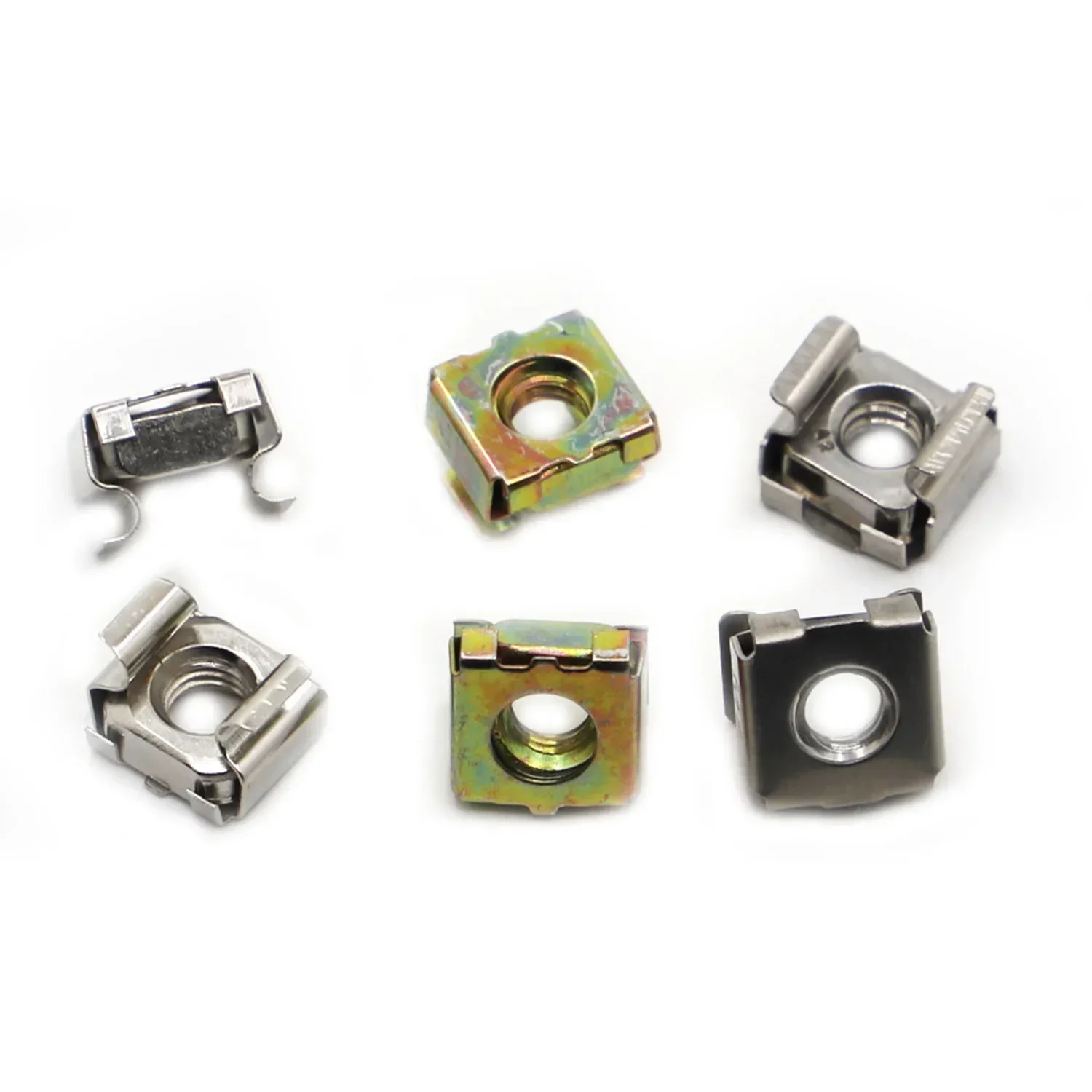 Color Zinc Nickel Stainless Steel Quartet Floating Nuts Cassette Elastic Enclosure Card Cage Nut Square Snap-In Nut Size:M4-M10