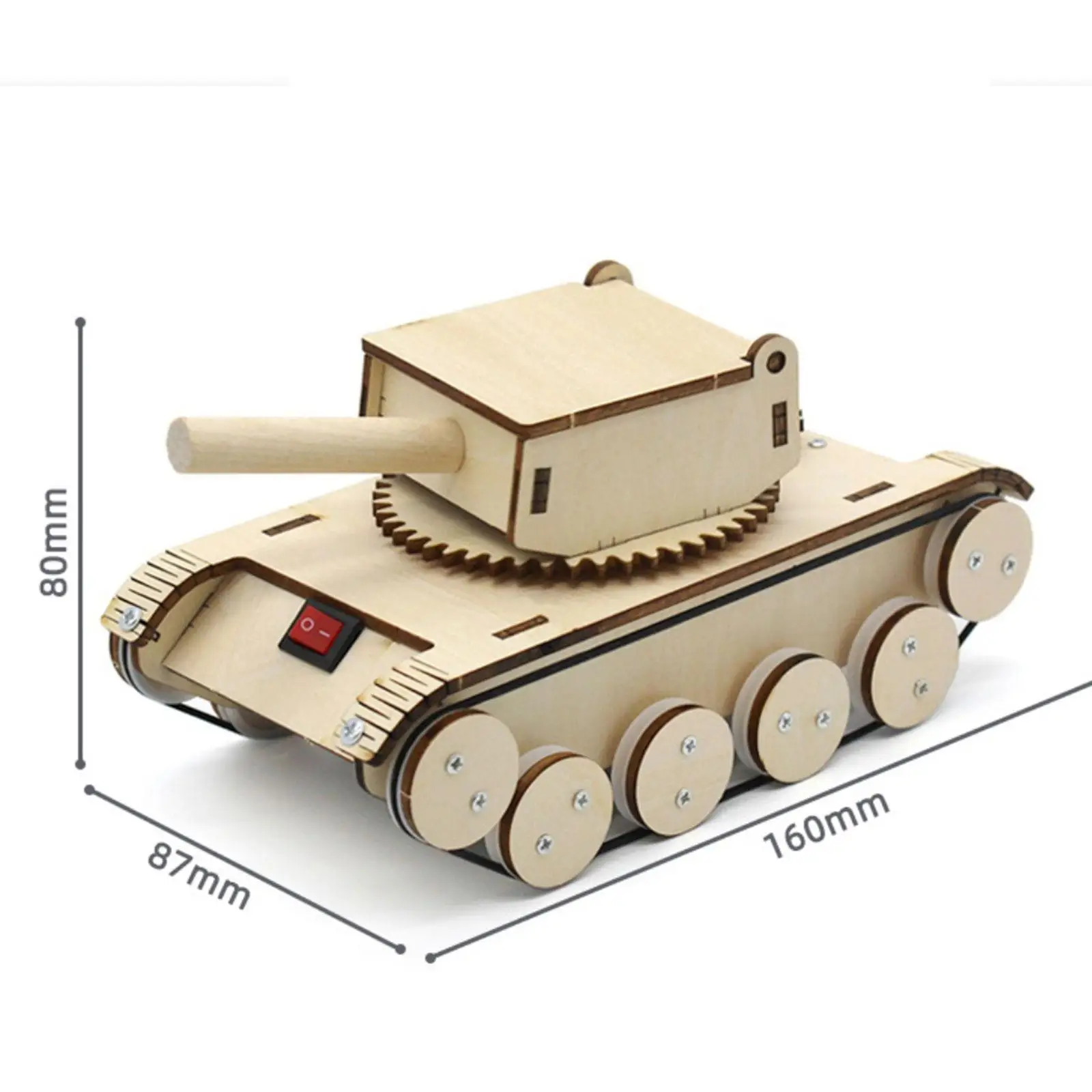 Rotating Turret Wooden Tank Kit, Technology Small Production Educational Toy, Handmade Tank Model for Teens