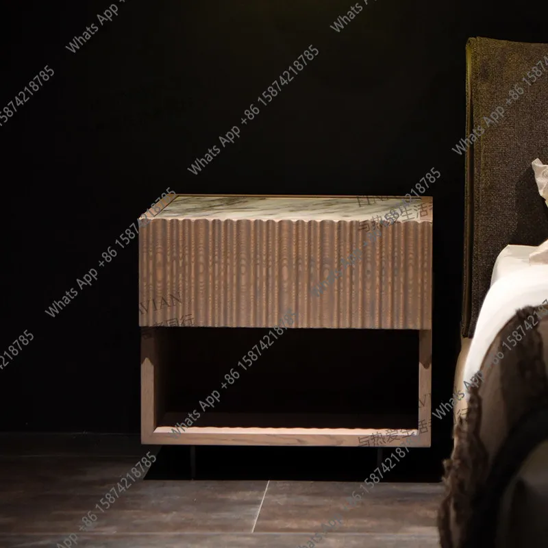 Kk Simple Modern Design Bedside Table Garden Villa Bedroom Small Apartment Light Luxury And High-end Feeling