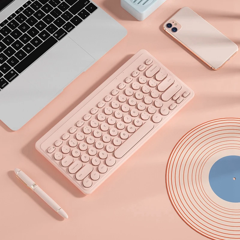 

Bluetooth 5.0 Silent Keyboard Mouse Set Gaming Colorful Round Keycap Keyboard Mini Keyboard for Laptop Black [To&On-e]