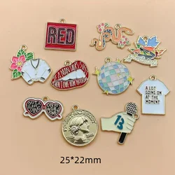 10pcs Cartoon Characters Girl Enamel Charms Metal Earrings Pendant Jewelry DIY Accessories