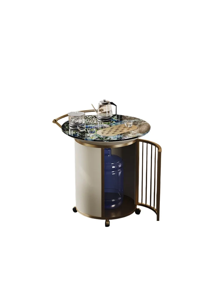 

Mobile luxury stone tea cart Natural marble tea table Mobile living room Home balcony Light luxury tea table