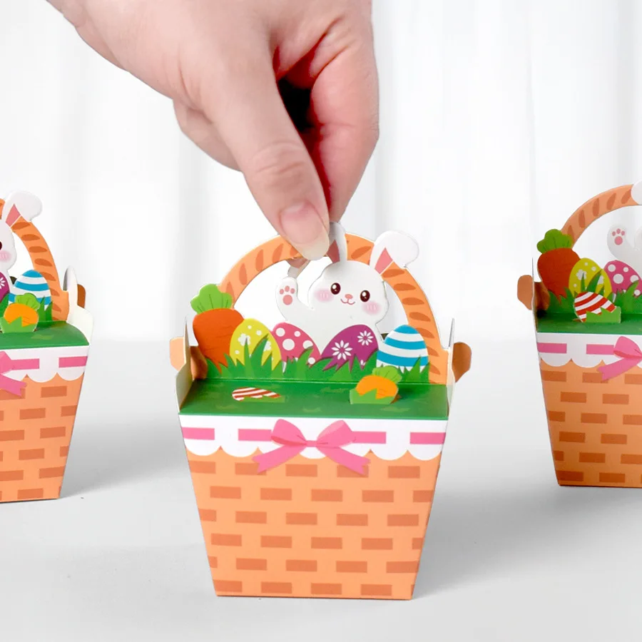 10 pezzi simpatici scatole di caramelle di carta a tema pasquale coniglietto sacchetti regalo per bambini compleanno baby shower decorazioni per feste di buona Pasqua