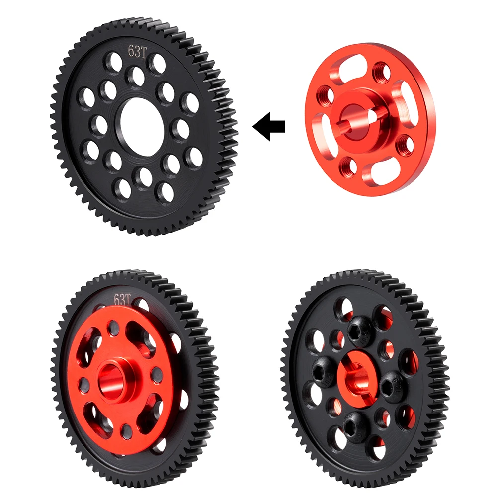 AXSPEED acier 63/64/66/71T engrenage droit et support d'engrenage ensemble d'engrenages à grande vitesse pour Tamiya TT-02 TT02 1/10 RC pièces de mise à niveau de voiture