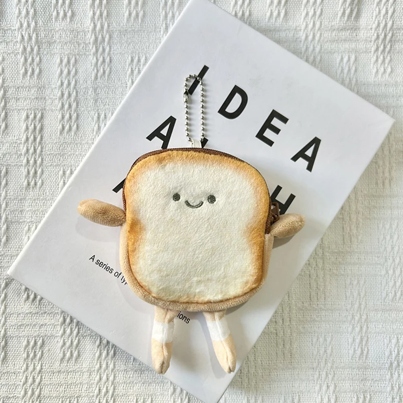 Creative Toast Plush Coin Purse Cute Bread Coin Pouch Mini Wallet Card Holder Keyring Earphone Bags Pendant New