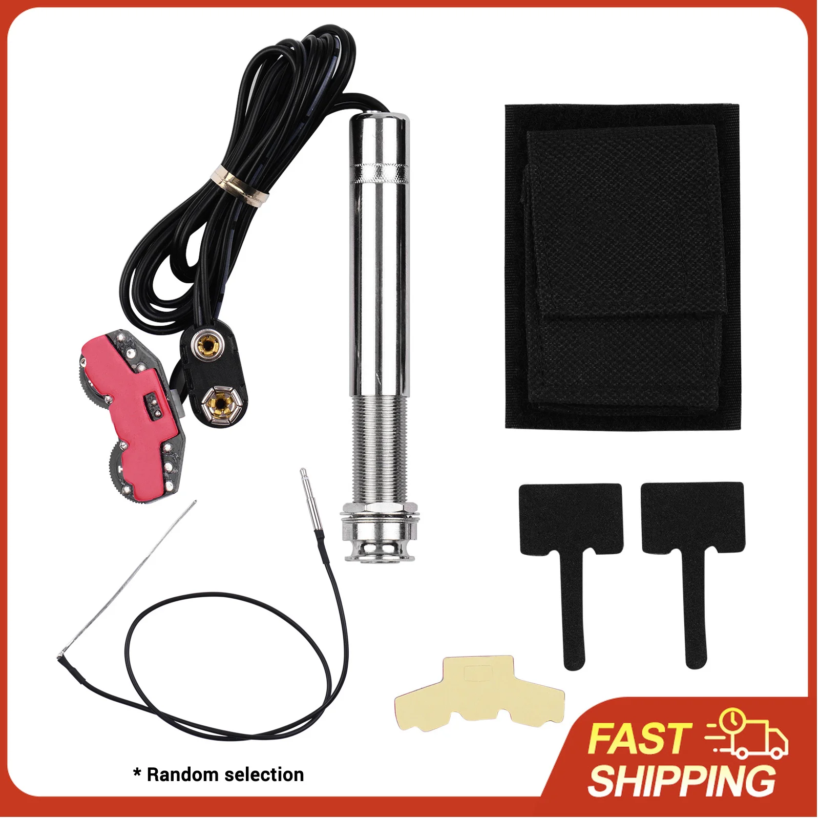 Active Acoustic Guitar Pickup High Fidelity Low Noise Easy Install Piezo Rod with Volume Tone Control for Live Recording