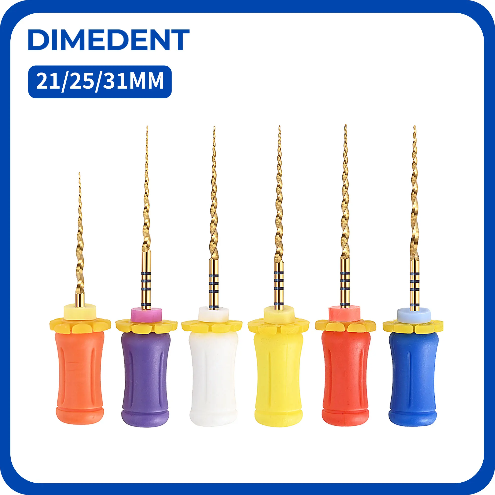 Стоматологические файлы DIMEDENT Gold Pro для ручного использования, термоактивируемые роторные файлы SX-F5, 19/21/25/31 мм, инструменты для стоматологии, NiTi файлы для корневых каналов
