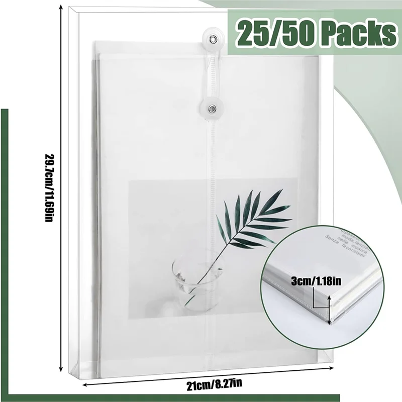 

Superior-A4 Size Clear Plastic Envelopes Kit With String Closure, Expandable Files Document Folder, File Bag Set Kit For Office