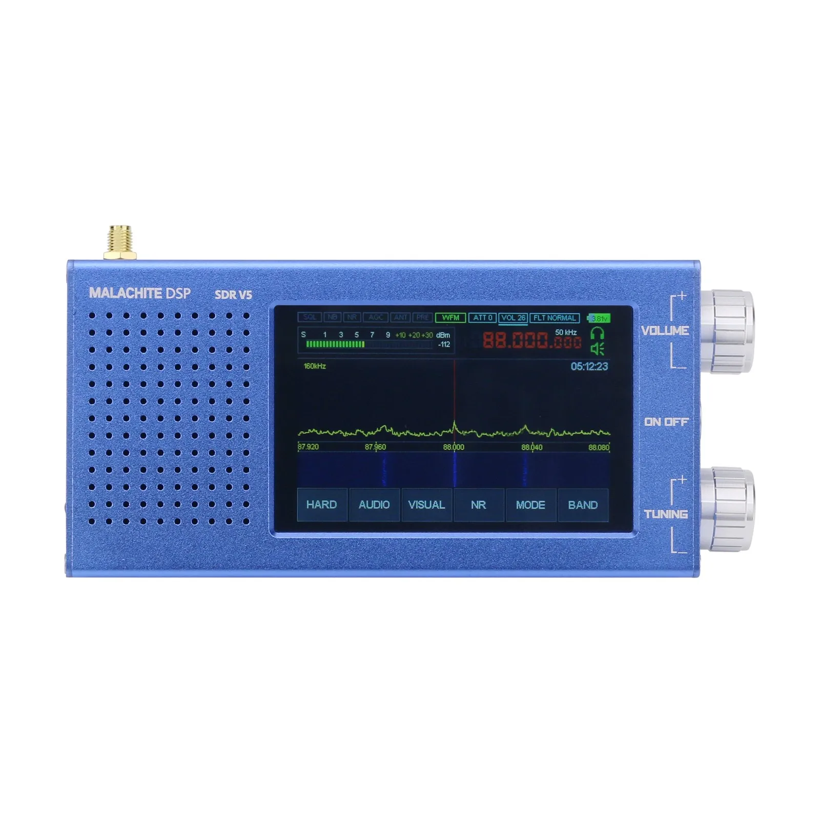 جهاز استقبال راديو Malachite DSP SDR ، غلاف ألومنيوم ، موجة قصيرة ، إصدار أزرق ، V5 CNC ، برنامج ثابت 1.10d