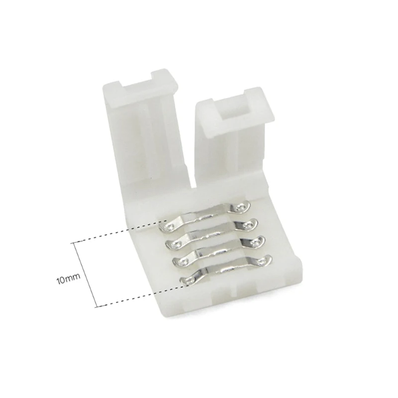 RGBW LED 커넥터, 5050 3528 LED 단일 색상 RGB RGBWW 스트립 조명용, 10mm 4 핀 프리 납땜 커넥터, 10 개