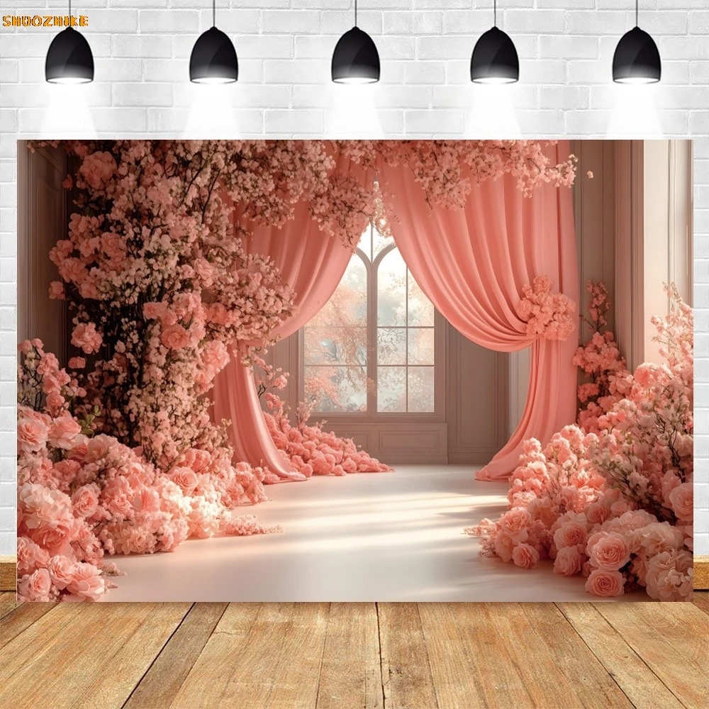 Kwiaty ślubne tło stojak na kwiaty kurtyna wieczór panieński panna młoda fotografia portretowa tło wystrój Photostudio Photobooth