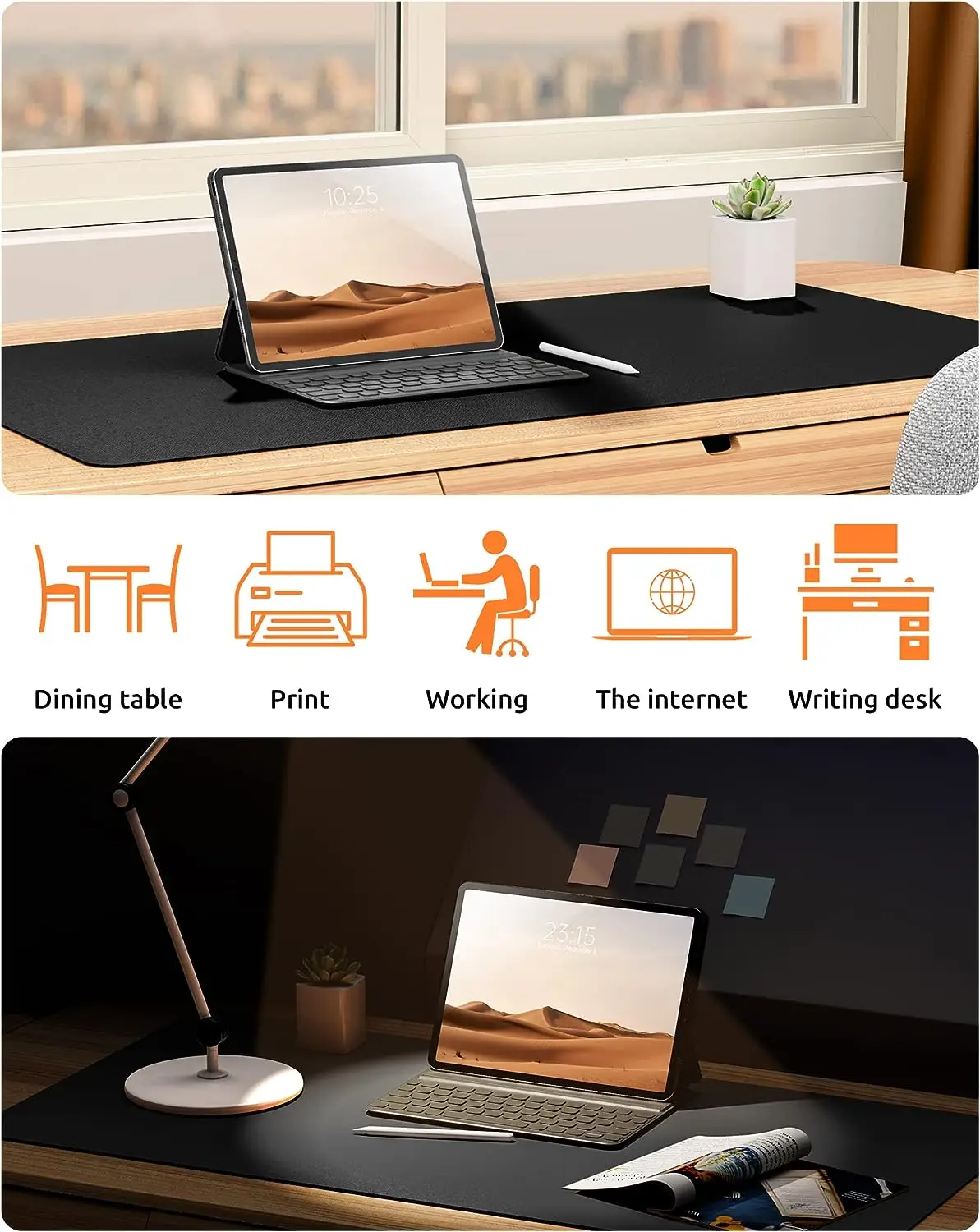 Desk Pad Protector, Office Desk Mat, Large Mouse Pad, Waterproof  Non-Slip PU Desk Blotter for Office and Home
