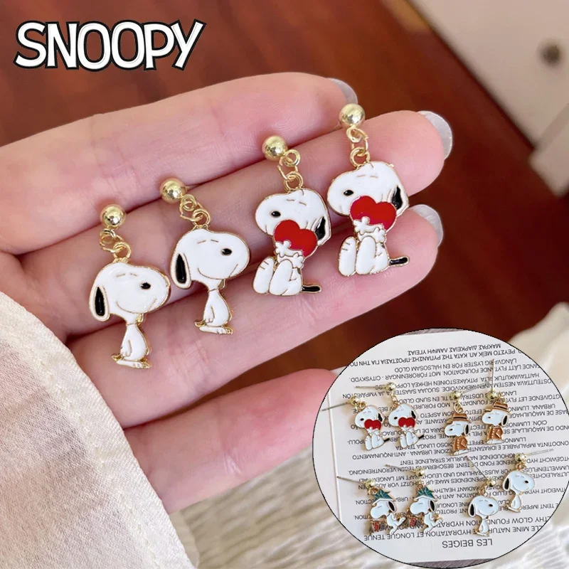 Snoopy 925 Silver Needles Tragus Piercing Helix Studs Earrings for Women 2PCS Korean Cartoon Trendy Ear Piercing Body Jewelry