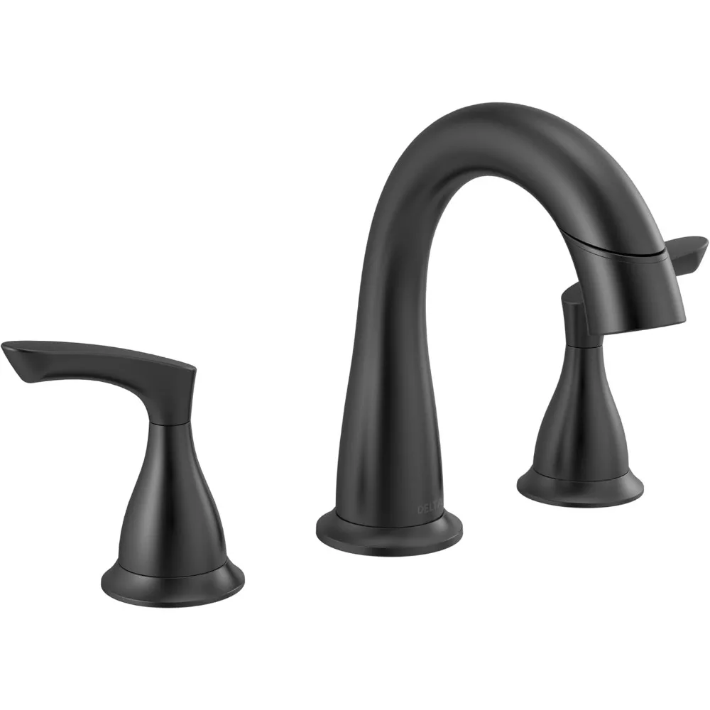 Faucet Pull Down Bathroom Faucet Black, Bathroom Pull Out Faucet, Widespread Bathroom Faucet 3 Hole with Magnet Dock