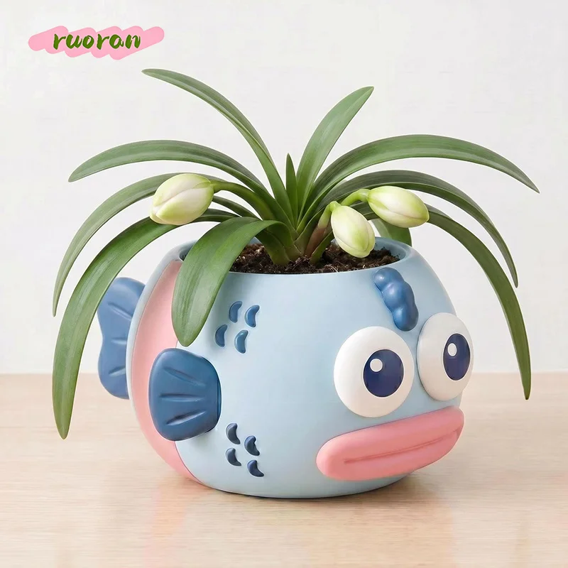 

Ugly Fish Cartoon Flower Pot Creative Personality Resin Desktop Decor for Succulents Girly Heart Instagram Plant Pot