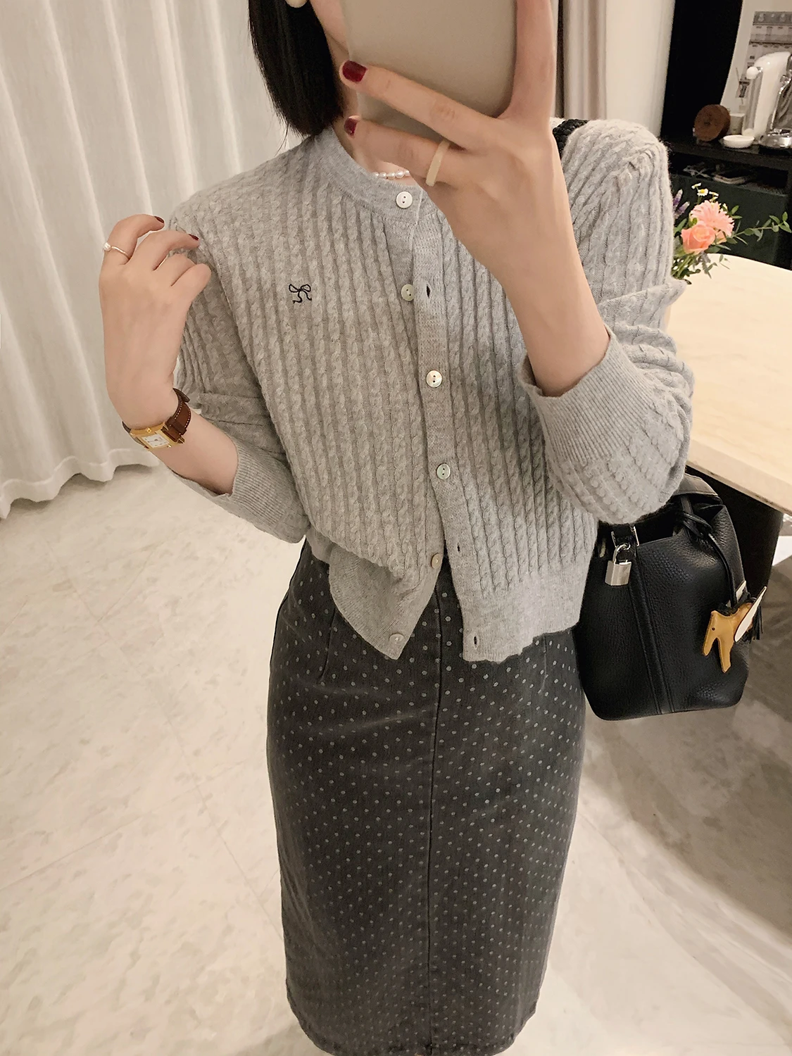 

Misslady Retro Knot Embroidered Twist Knitted Open Cardigan Women's High-End Sensation for Early Autumn Skirt Matching