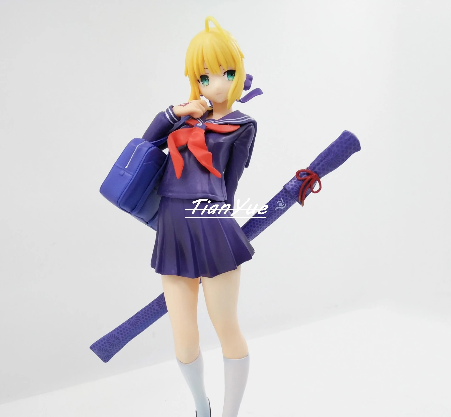 Anime Fate Grand Order Saber Altria Blue School Uniform Ver. Action Figure Model Toy 18cm